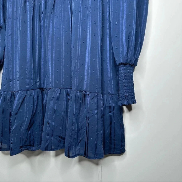 Lulus Navy Heartful Romance Navy Striped Smocked Long Sleeve Mini Dress XL - Picture 7 of 14